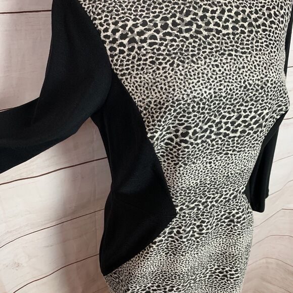 Muse dress Formal colorblock animal print 8 medium M zip black bodycon Career - Picture 11 of 16